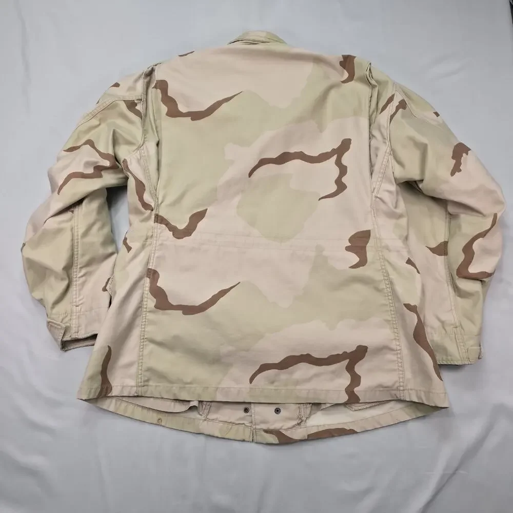 US Air Force DCU Desert Camo Field Jacket 1999 Large Long Patched USAF Vintage